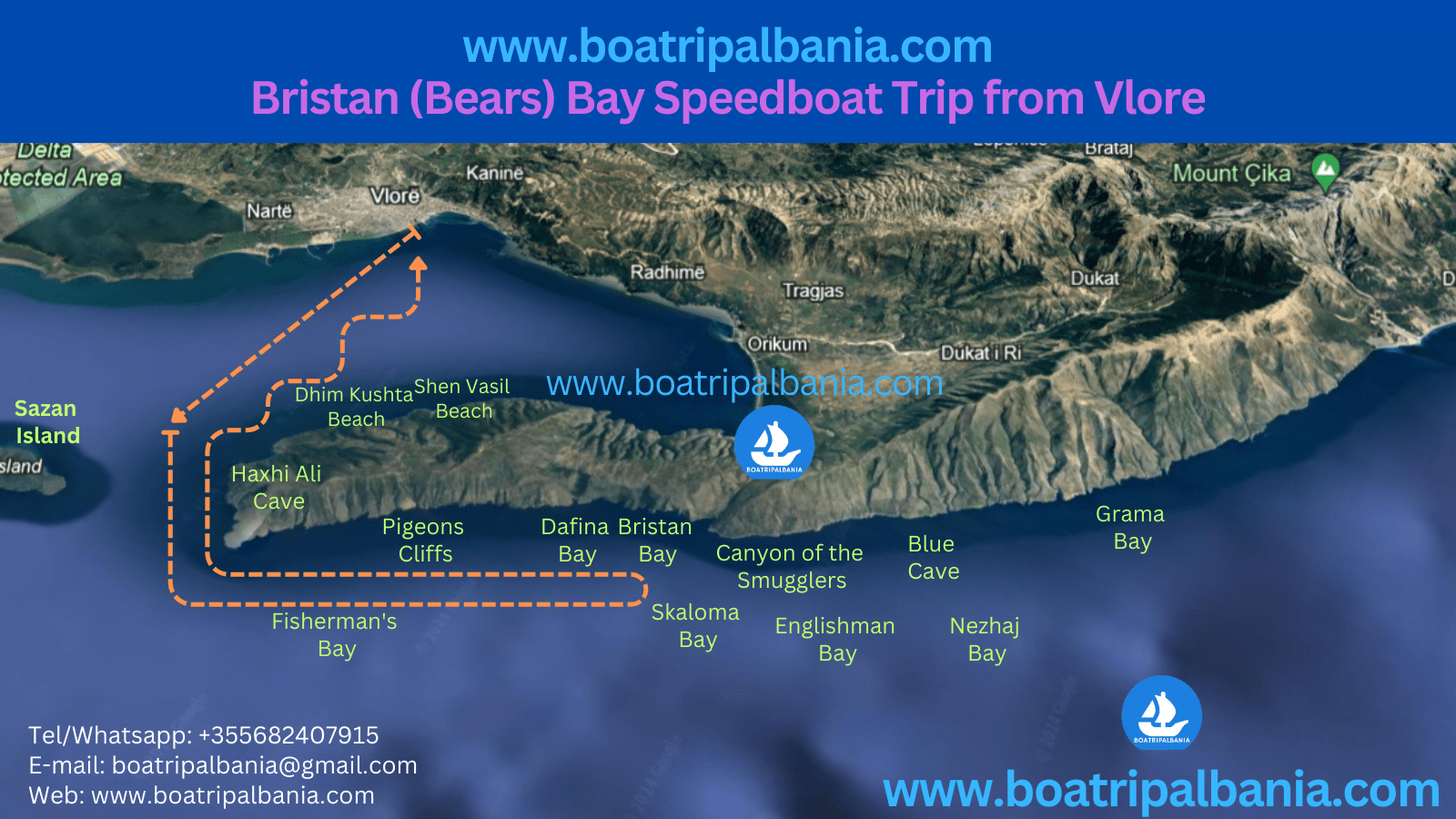 Bristan Bay Speedboat Trip from Vlore - Boat Trip Vlora-Boat Tour Albania