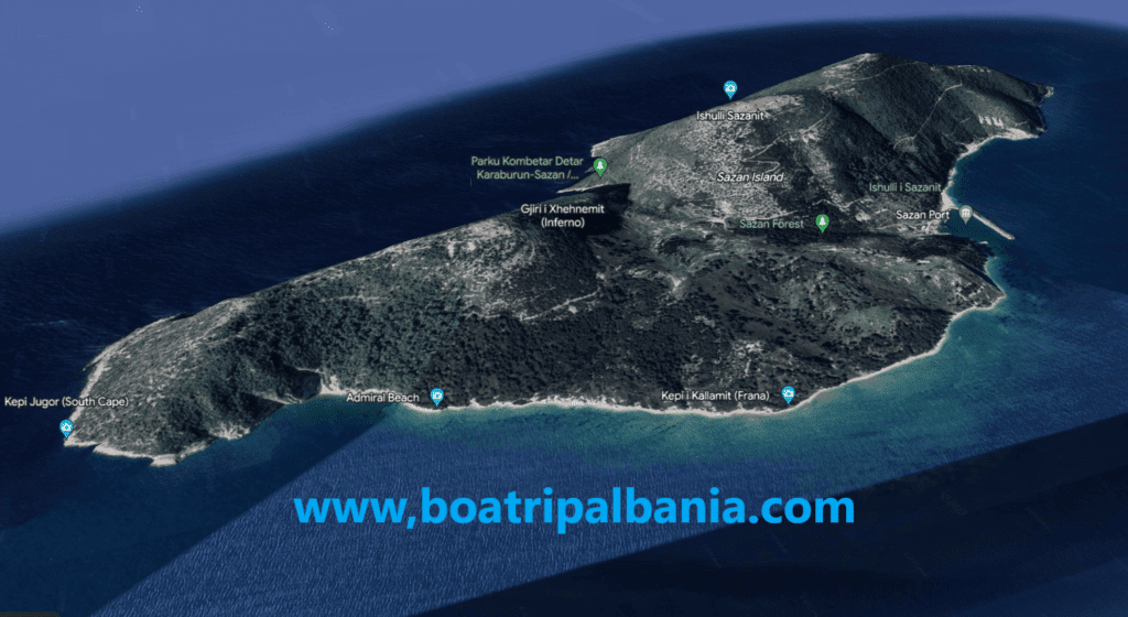 Udhetime turistike Sazan - Boat Trip in Albania - Boat Trip Vlore - Boat Trip to Sazan