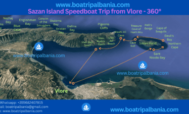 Sazan Island Speedboat Trip from Vlore - 360°