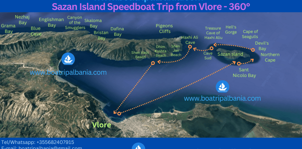 Sazan Island Speedboat Trip from Vlore - 360°
