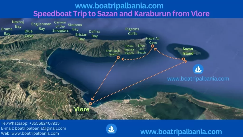 Speedboat Trip to Sazan and Karaburun from Vlore - boat trip vlore - boat tour vlore - boat trip to vlora