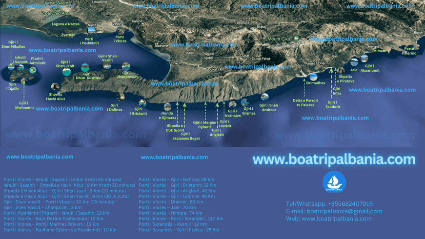 Prices for Boat Trips in Albania - Vlore - Sarande - Ksamil - Himare