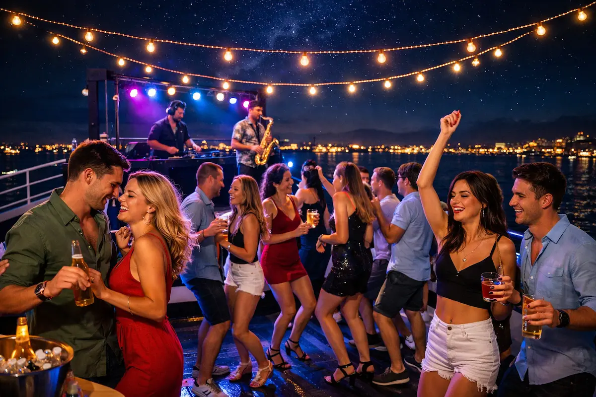 Night boat cruise with music and drinks in Albania