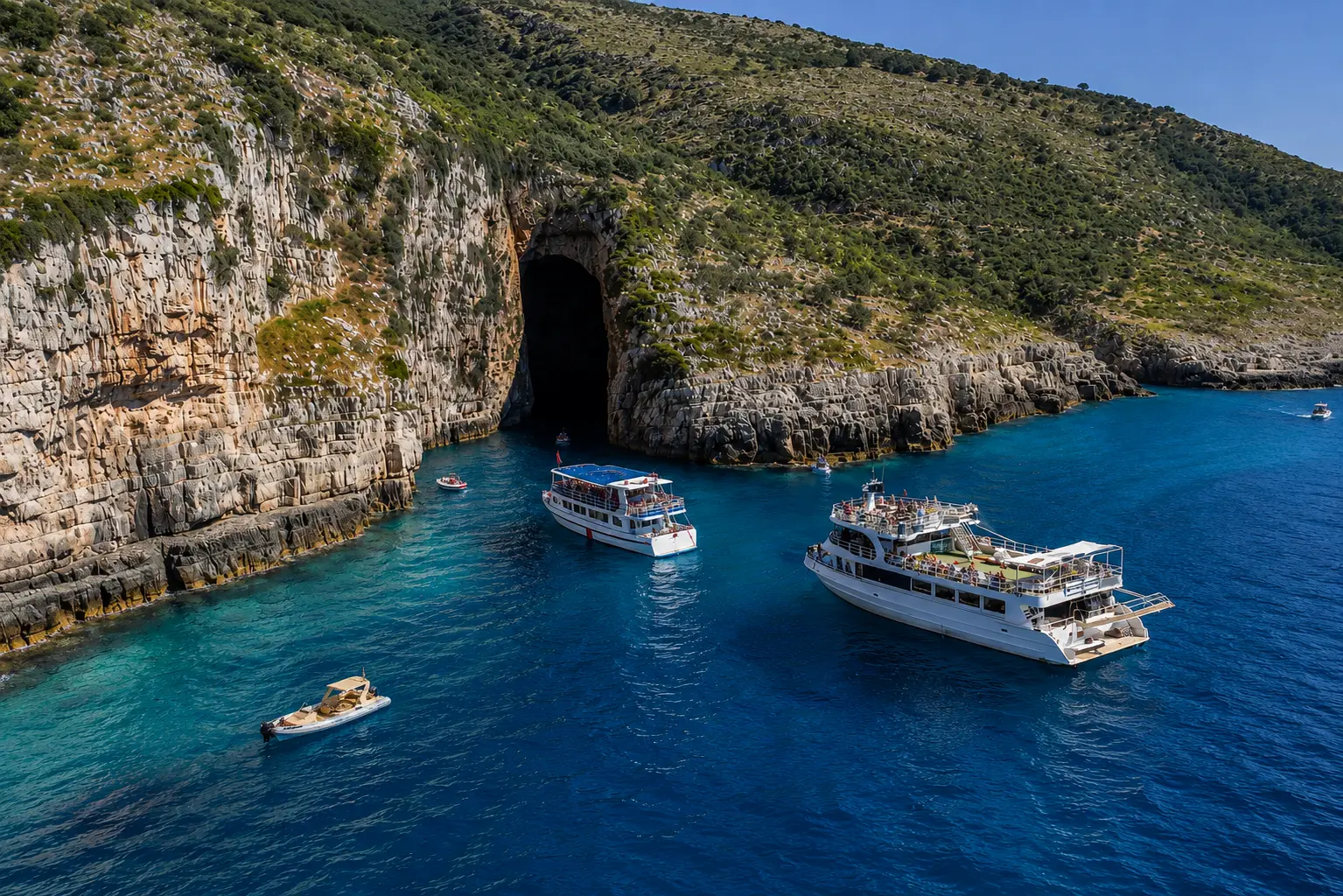 Boat trip Albania along the Albanian Riviera with crystal-clear waters
