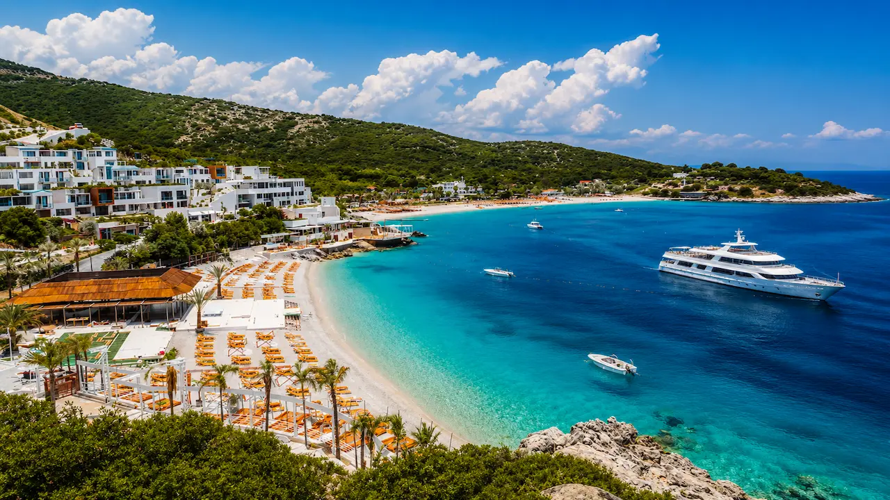 Boat trip in Himare with luxury yacht and crystal clear sea