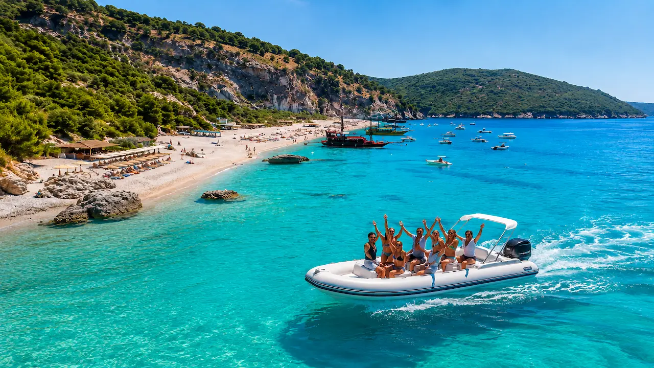 Boat Trip Sarande visiting Krorez Beach by speedboat
