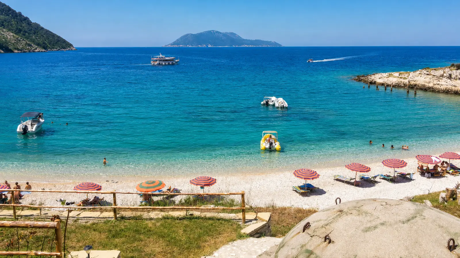 Shen Jan Bay on the Karaburun Peninsula during a boat trip from Vlore